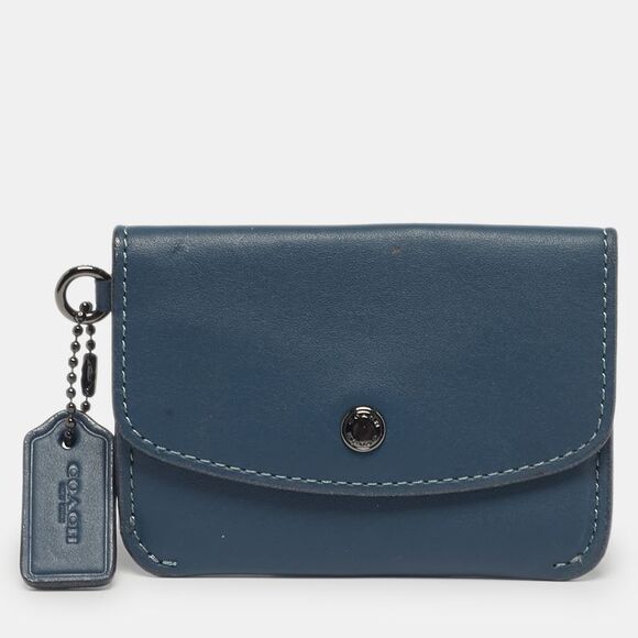 Coach Handbags - Coach Blue Leather Edgestain Card Case Pouch